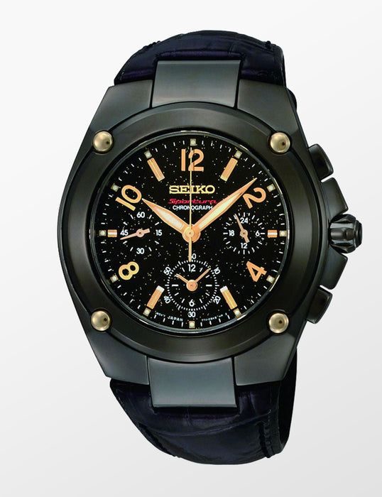 SEIKO Sportura SRW893P1 Damenuhr Chronograph Schwarz Gold Quarz Uhr NEU
