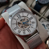 Stuhrling Original Herrenuhr Atrium Elite Automatik Skelett Edelstahl Meshband