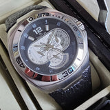 Quantum Herrenuhr Multifunktion – Silber/Schwarz – Leder – Neu & OVP