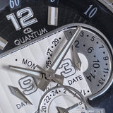 Quantum Herrenuhr Multifunktion – Silber/Schwarz – Leder – Neu & OVP