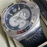 Quantum Herrenuhr Multifunktion – Silber/Schwarz – Leder – Neu & OVP