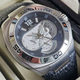 Quantum Herrenuhr Multifunktion – Silber/Schwarz – Leder – Neu & OVP