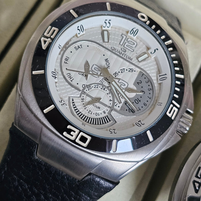 Quantum Herrenuhr – Edelstahl & Lederarmband