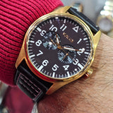 Vialux Herrenuhr Multifunktion,  Goldbeschichtet, Datum & Tag, #ÖZENSAAT