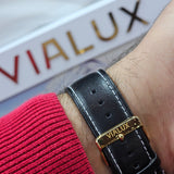 Vialux Herrenuhr Multifunktion,  Goldbeschichtet, Datum & Tag, #ÖZENSAAT