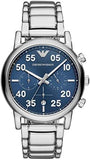 Emporio Armani Herren Chronograph Quarz Uhr AR11132 – Edelstahlarmband & Blaues Zifferblatt