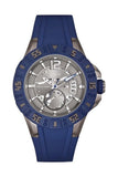 GUESS Herrenuhr Armbanduhr Blau Silber Silikon Sportlich Chrono Optik 100m