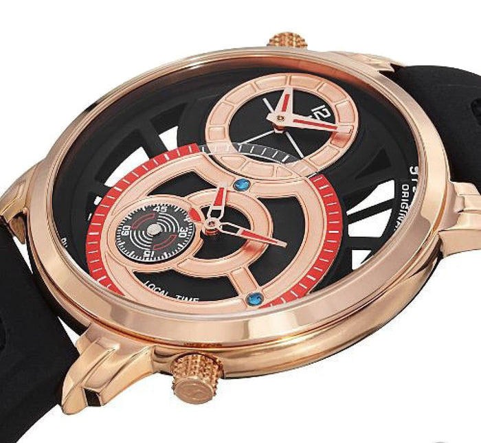 Stuhrling Original Herrenuhr Quarz Dualzeit Roséton