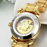 Herren Uhr - Skelett Mechanisch mit Edelstahlband - Business Casual Goldfarben