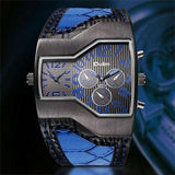 JewelryWe Herrenuhr Quarz Analog Casual Uhr mit Lederarmband & Digitalanzeige – Vatertags Geschenk