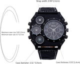 JewelryWe Herren Uhr Quarz Leder Kompass Thermometer Sportuhr mit Geschenkbox