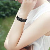 JewelryWe Herren Damen Lederarmband geflochtenes Wickelarmband mit Magnetverschluss – Schwarz Braun Silber