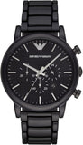 Emporio Armani Herren-Chronograph Uhr mit Edelstahlband & Schwarz Zifferblatt