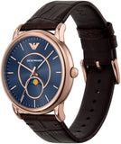 Emporio Armani Herrenuhr, Quarzwerk mit Datumsanzeige, 43mm Lederarmband