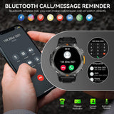 LaNikar Herren Smartuhr Militär, Wasserdicht, Fitnessuhr mit Telefonfunktion