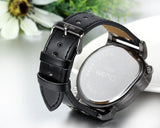 JewelryWe Herren Uhr Leder Quarz – Elegant Casual Sportuhr Schwarz Weiß