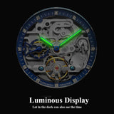 [Brand] Mechanische Uhr Herren - Skelett Design, Saphirglasboden, Blaues Zifferblatt
