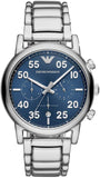 Emporio Armani Herrenuhr Chronograph Edelstahl blau