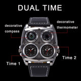 JewelryWe Herren Uhr mit Kompass & Thermometer – Elegante Quarz Uhr für Herren