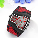 JewelryWe Herrenuhr – Analoge Quarz-Uhr mit Lederarmband & Digitalanzeige – Vatertagsgeschenk