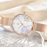 [Brand Name - Damen Uhr Blumenmuster Elegant – Quarzwerk & Garantie]