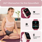 Gydom IDW19 Smartuhr Damen mit Alexa & Telefonfunktion – Fitnessuhr Rot
