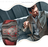 JewelryWe Herrenuhr – Analoge Quarz-Uhr mit Lederarmband & Digitalanzeige – Vatertagsgeschenk