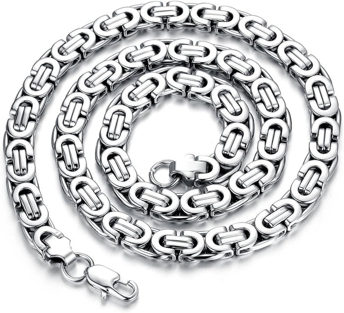 JewelryWe Herren Kette Edelstahl Silber Panzerkette