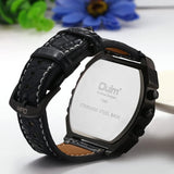 JewelryWe Herren Uhr Quarz Leder Kompass Thermometer Sportuhr mit Geschenkbox