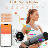 Fitonyo Damen Smartuhr mit Telefonfunktion & Diamantverzierung - Fitness-Tracker