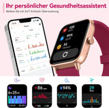Aeac Smartuhr Damen mit Telefonfunktion, Herzfrequenz, Alexa & 110 Sportmodi