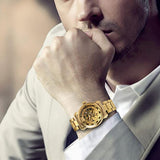 Herren Uhr - Skelett Mechanisch mit Edelstahlband - Business Casual Goldfarben