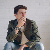 JewelryWe Herren Uhr Quarz Leder Kompass Thermometer Sportuhr mit Geschenkbox