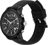 Armani Exchange Herrenuhr Chronograph 44mm Quarz Uhr mit Silikonarmband – Schwarz