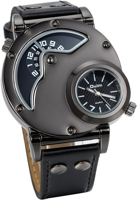 JewelryWe Herrenuhr Leder Quarz Uhr