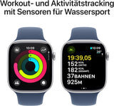 Apple Watch Series 10 (GPS 46 mm) – Smartuhr mit Silbergehäuse & Denim Sportarmband