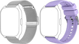 ZOSKVEE Smartuhr Armband Silber Lila Edelstahl
