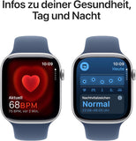 Apple Watch Series 10 (GPS 46 mm) – Smartuhr mit Silbergehäuse & Denim Sportarmband