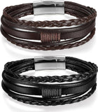 JewelryWe geflochtenes Lederarmband mit Magnetverschluss