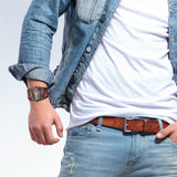 JewelryWe Herrenuhr – Analoge Quarz-Uhr mit Lederarmband & Digitalanzeige – Vatertagsgeschenk