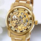 Herren Uhr – Mechanisch Skelett Edelstahl Goldfarben