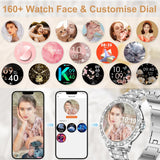 Fitonyo Damen Smartuhr mit Telefonfunktion & Diamantverzierung - Fitness-Tracker