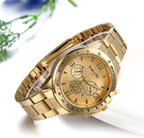 JewelryWe Herren Uhr, Skelettmechanische Uhr mit Edelstahlarmband, Goldfarben