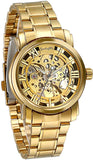 Herren Uhr - Skelett Mechanisch mit Edelstahlband - Business Casual Goldfarben