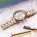 [Brand Name] Damen Sportuhr Chronograph Quarz Edelstahl Wasserdicht mit Kalender