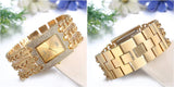 JewelryWe Damen Uhr Elegant Quarz Armbanduhr Rechteckig mit Strass & Panzerkette