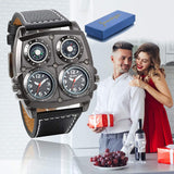 JewelryWe Herren Uhr mit Kompass & Thermometer – Elegante Quarz Uhr für Herren