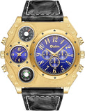JewelryWe Herren Uhr Quarz Leder Kompass Thermometer Sportuhr mit Geschenkbox