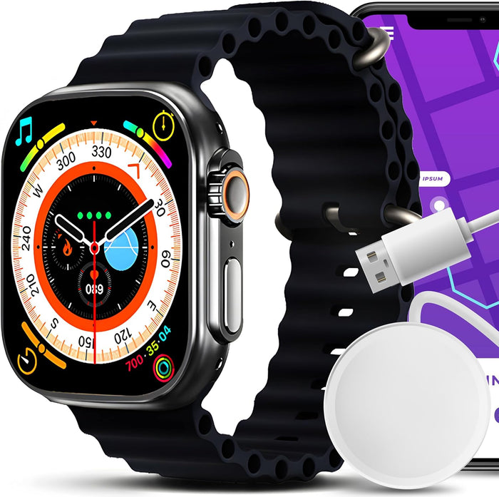 Smartwatch Damen Herren mit Telefonfunktion 1.83 Zoll Touchscreen Fitnessuhr Wasserdicht Mit Schrittzähler Pulsmesser Schlafmonitor Sportmodi Armbanduhr für Android Schwarz