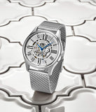 Stuhrling Herren Automatikuhr mit Mesh-Armband – Skelettierter Klassiker